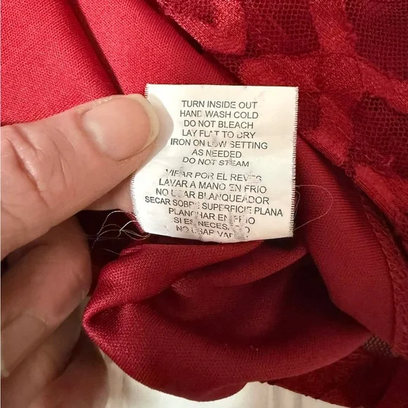 Luxology Red Lace Shift Dress size 14 3/4 sleeve Elegant (229) - Picture 8 of 8